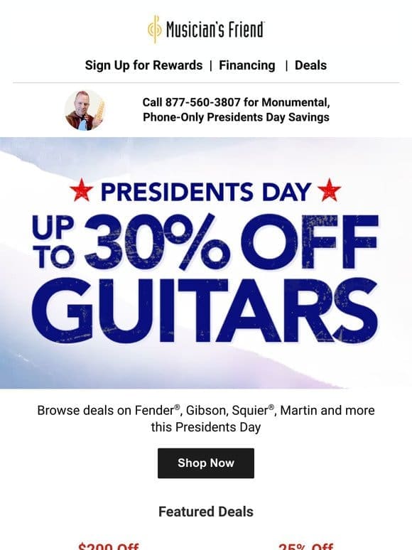 Shred， white and blue: Guitar deals up to 30% off