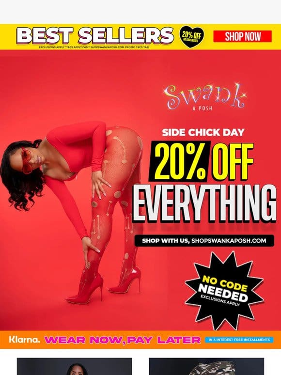 Side Chick Day Take 20% OFF Everything!!!