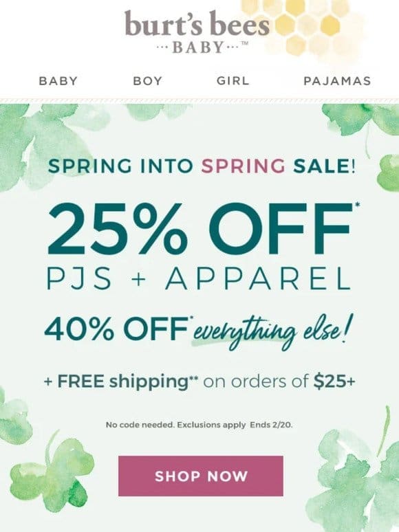 Sitewide sale! 25% off pjs + apparel!