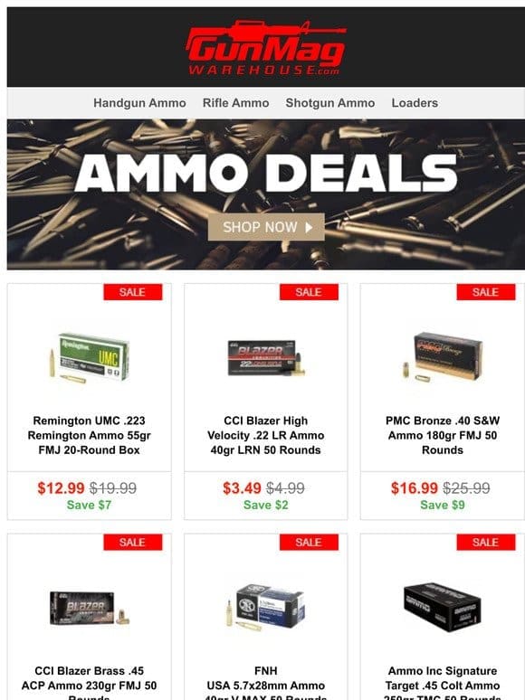 Snag Your Favorite Calibers | Remington UMC .223 20rd Box for $13