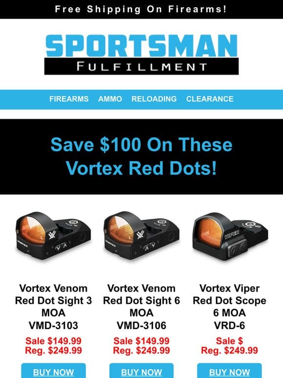 Springfield M1A $1，399.99   Save $100 Vortex Optics   Buck Skinner $14.99