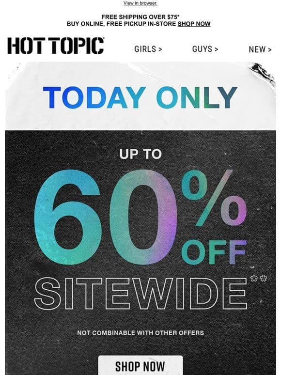 Start February with up to 60% OFF sitewide!