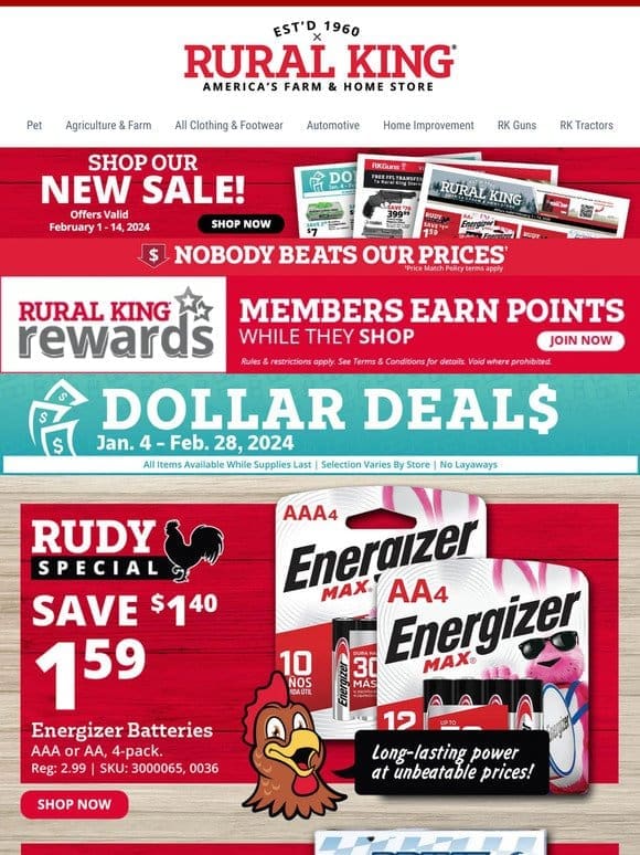 Start Saving Now! All New Deals Today at Rural King – Including 2， That’s Right 2 Rudy Specials!
