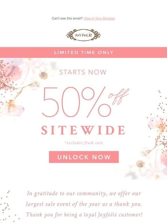 Starts Now: 50% Off Everything  ️