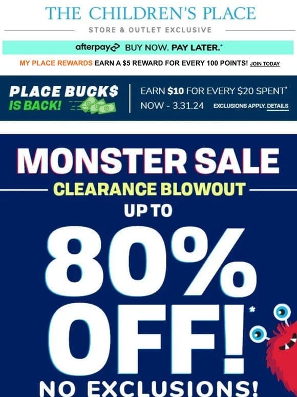 Still ON， but not for long: up to 80% off ALL Monster Clearance!