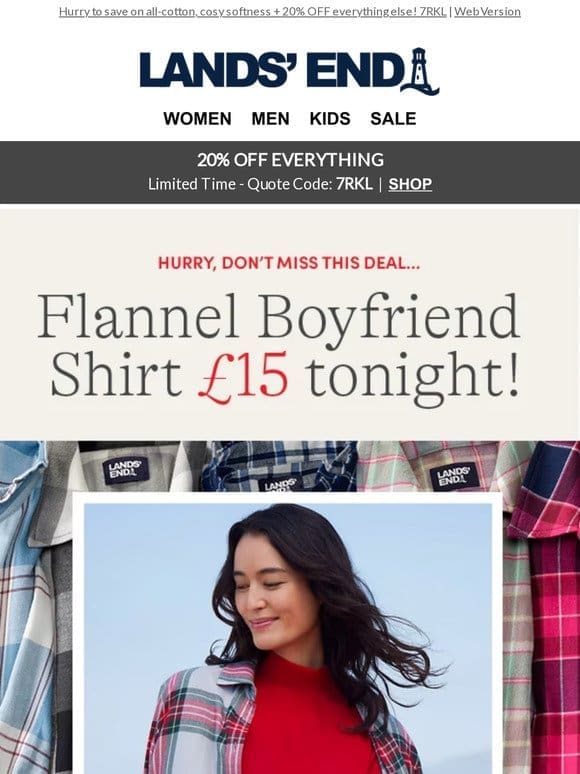 TONIGHT’S DEAL: Flannel Shirt £15