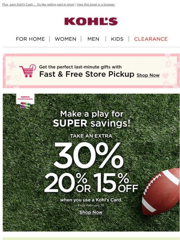 Take 30%， 20% or 15% off! Set up your cheering section for the big game