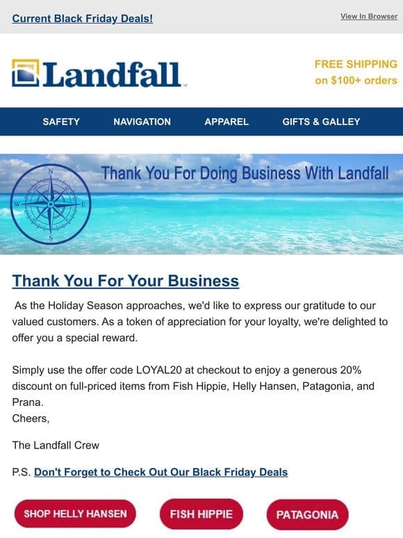 Thanks For Shopping With Us @Landfall