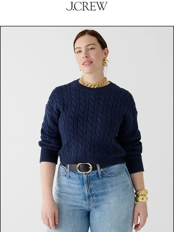 The Cable-knit cropped sweater you love is on sale， for a limited time