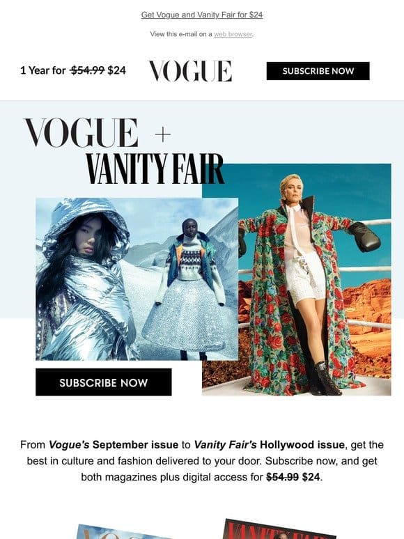The Perfect Pair: Get both Vogue and Vanity Fair for one year
