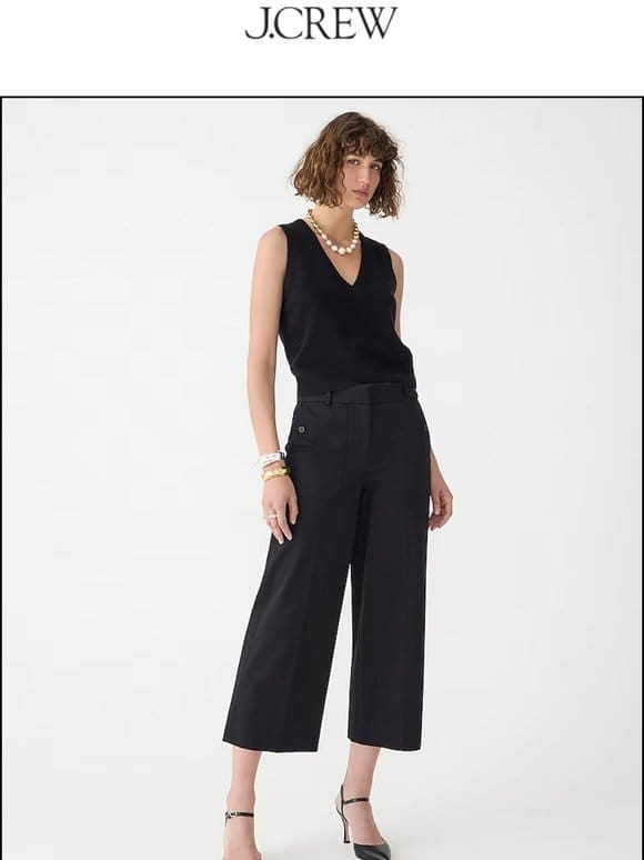 The Sydney wide-leg pant in bi-stretch cotton blend you love is on sale， for a limited time