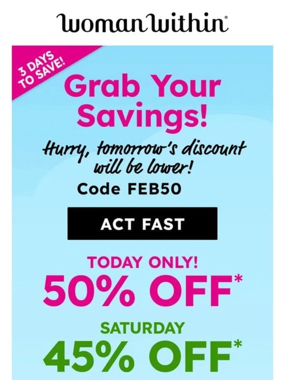 These 50% Off Savings Won’t Last! Act Fast!
