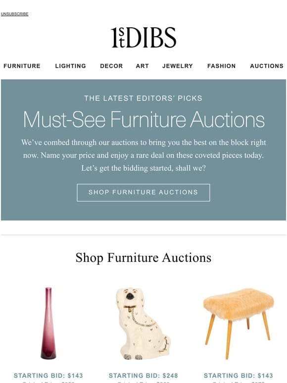 They’re here: Top furniture auction picks