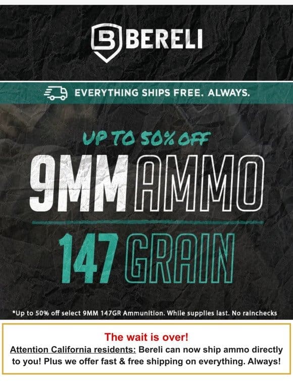 This Is Exciting!   50% Off 9mm 147 Grain Ammo