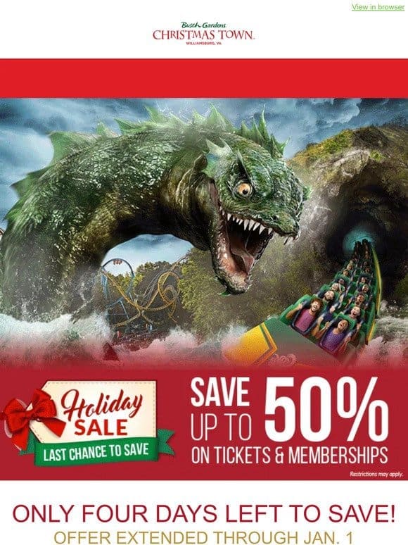 Time Is Running Out! Save Up To 50% on Tickets & Memberships