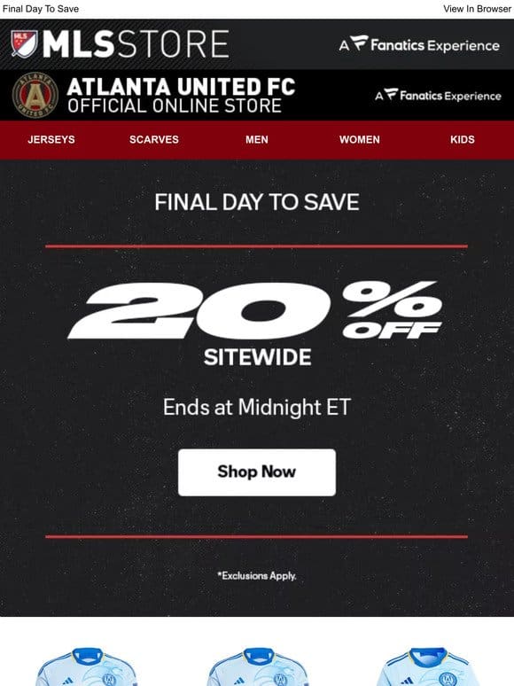 Time’s Almost Up: 20% Off Ends Tonight