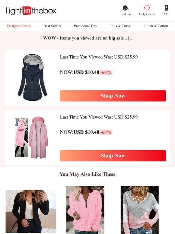 USD $15.59 saved on Women’s Jackets.Shop Now>