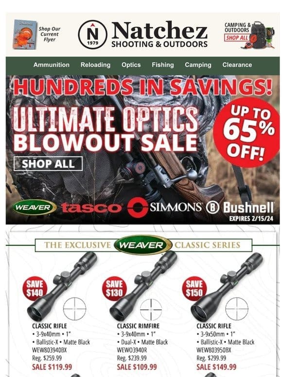 Ultimate Optics Sale with Up to 65% Off!