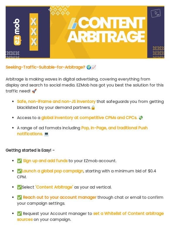 Unlock Arbitrage Success with EZMob’s Tailored Solutions!