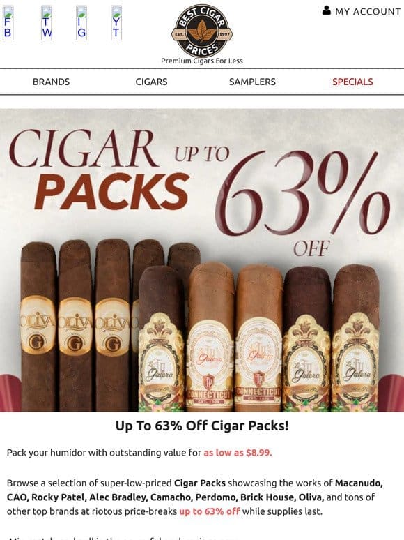 Up To 63% Off Cigar Packs