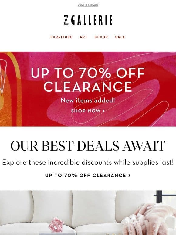 Up To 70% OFF Newly Added Clearance Items​