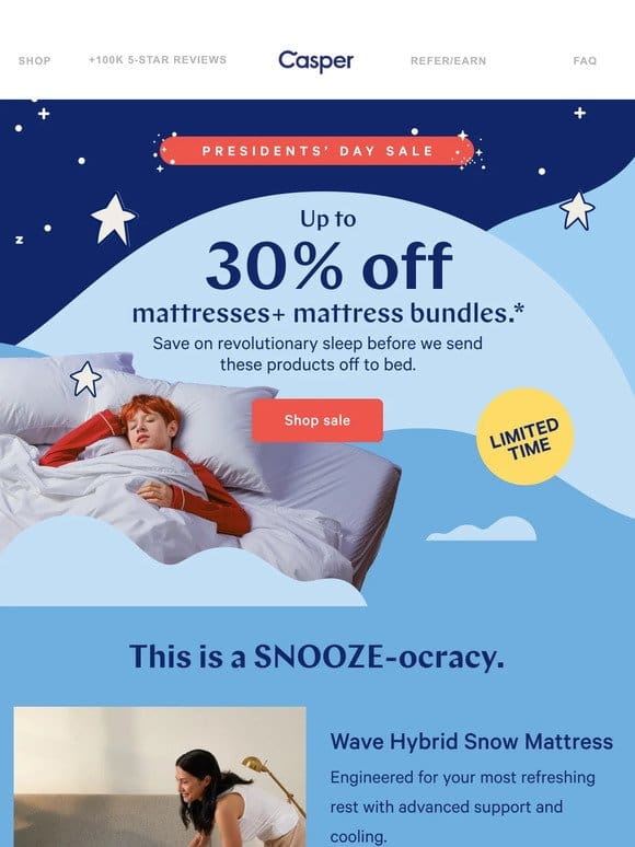 Up to 30% off all mattresses + mattress bundles