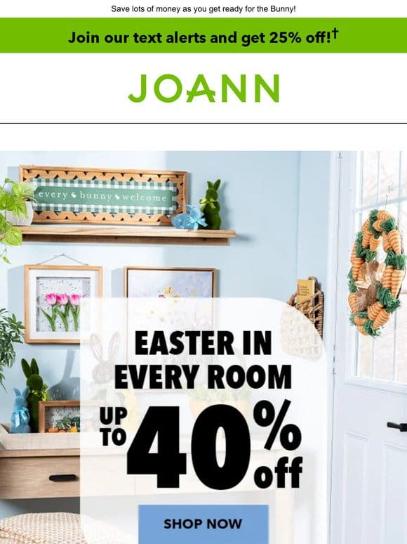 Up to 40% off ALL Easter essentials