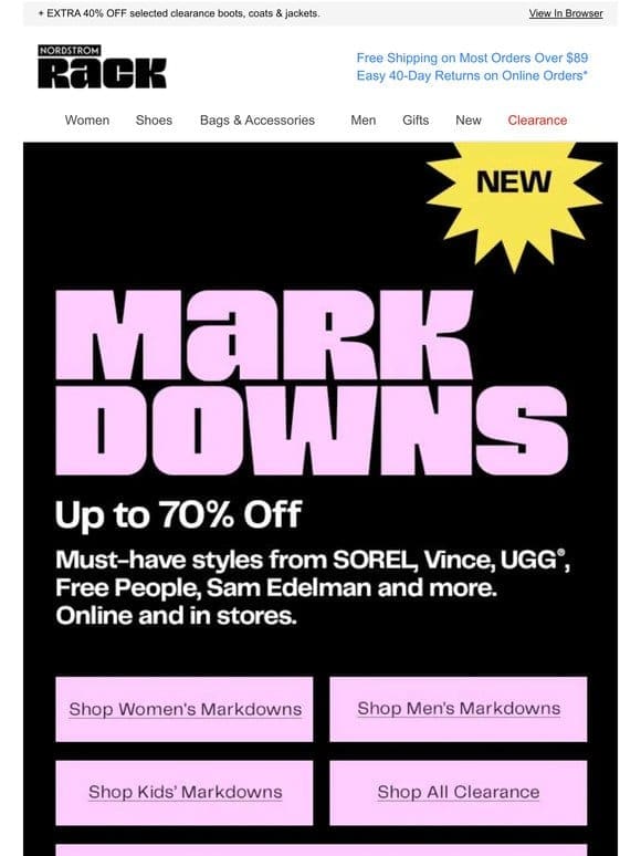 Up to 70% OFF new markdowns