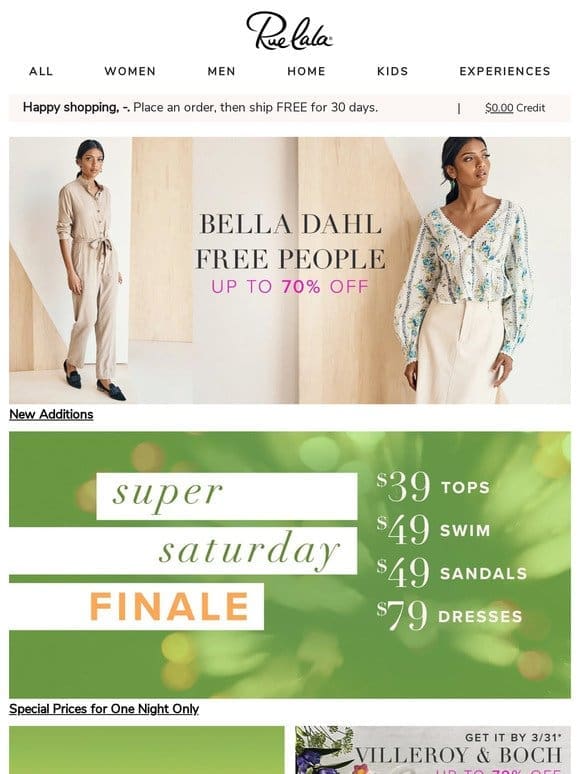 Up to 70% Off   Bella Dahl & Free People   Latest Looks