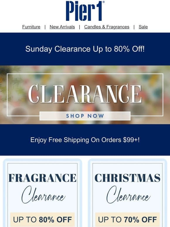 Up to 80% Off in Our Sunday Clearance!