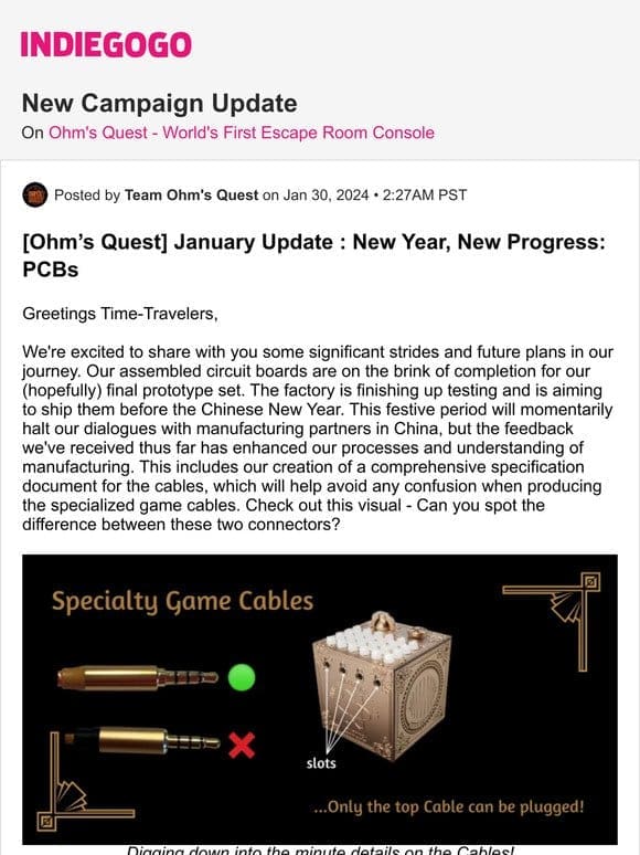 Update #18 from Ohm’s Quest – World’s First Escape Room Console