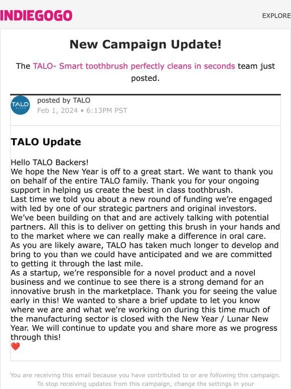 Update #20 from TALO- Smart toothbrush perfectly cleans in seconds