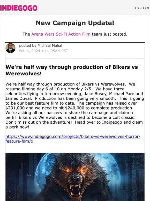 Update #291 from Arena Wars Sci-Fi Action Film