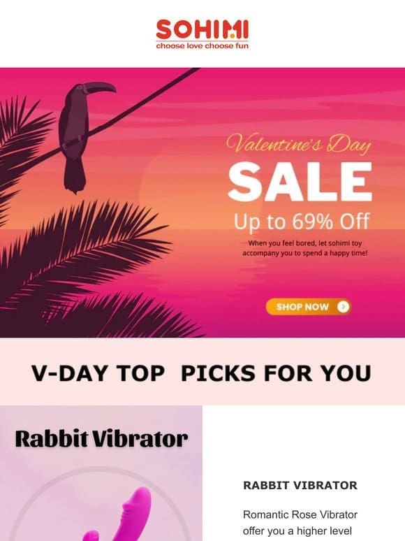 V-DAY BIG DEAL–up to 69% off + 25% Off for 2 items!