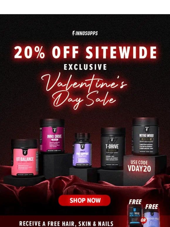 V-DAY SALE: FREE GIFT + 20% OFF SITEWIDE