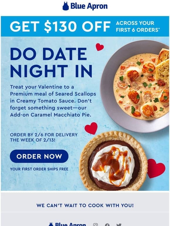 V-day meals are here! PLUS get $130 off.