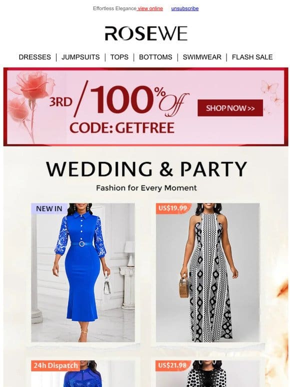 WEDDING OR PARTY? 3RD 100% OFF>>