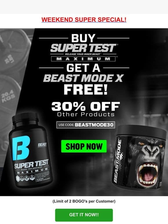 WEEKEND SUPER SPECIAL: Free Beast Mode X