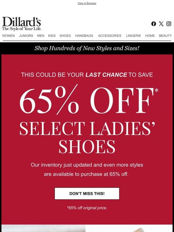 Wait! More 65% Off Ladies’ Shoes Added in the Last Hour