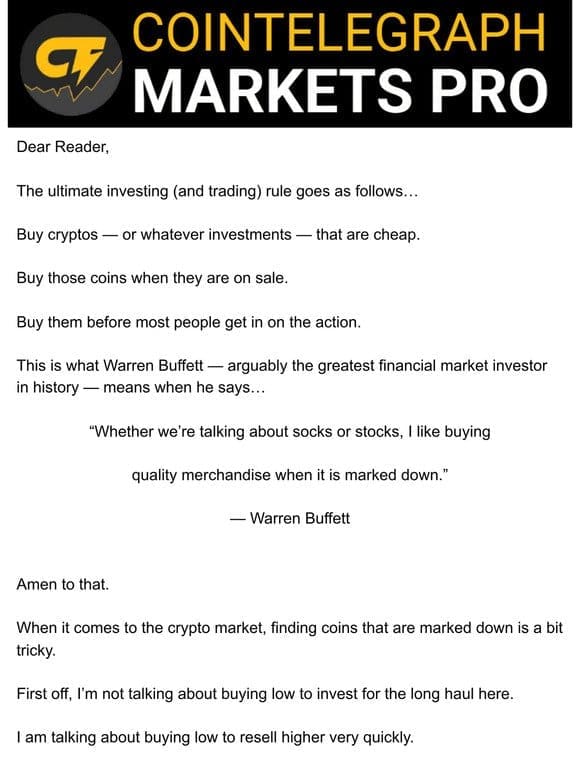 Warren Buffett’s crypto buying formula