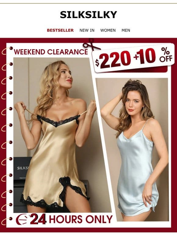 Weekend Clearance：$220 + 10% OFF Expire midnight!