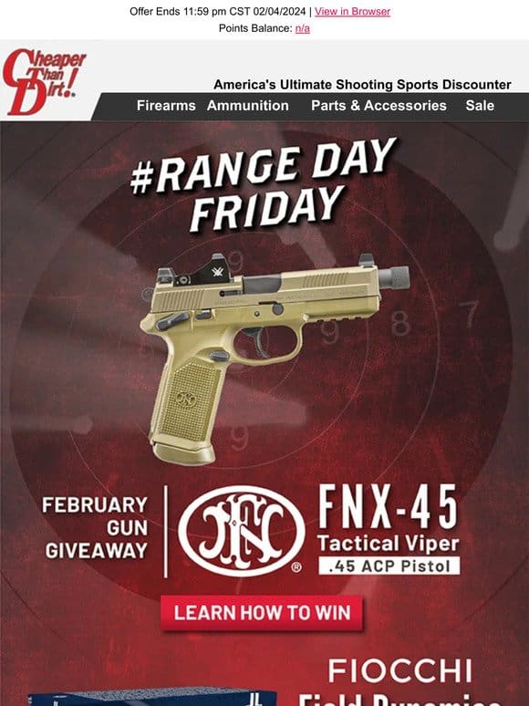 Win a FNX-45 Tactical with Red Dot This #RangeDayFriday