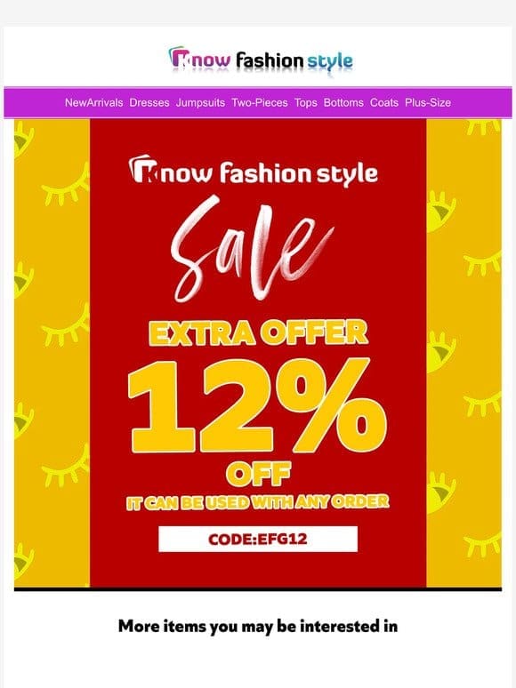 Wow!! Extra discount 12%OFF is belong to you now