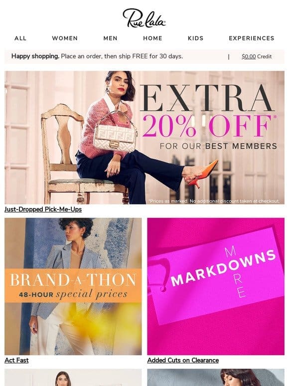YAY! EXTRA 20% Off for YOU • 48-Hour Special-Prices Brand-a-Thon