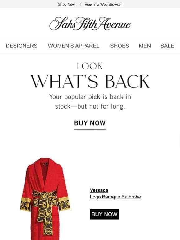 Your Versace item & more came back – shop while you can