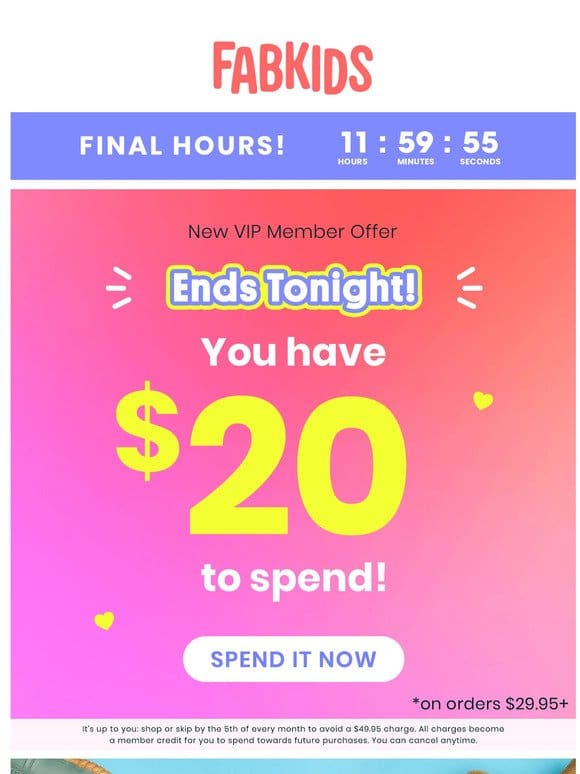 Your exclusive $20 offer ENDS TONIGHT ⏰
