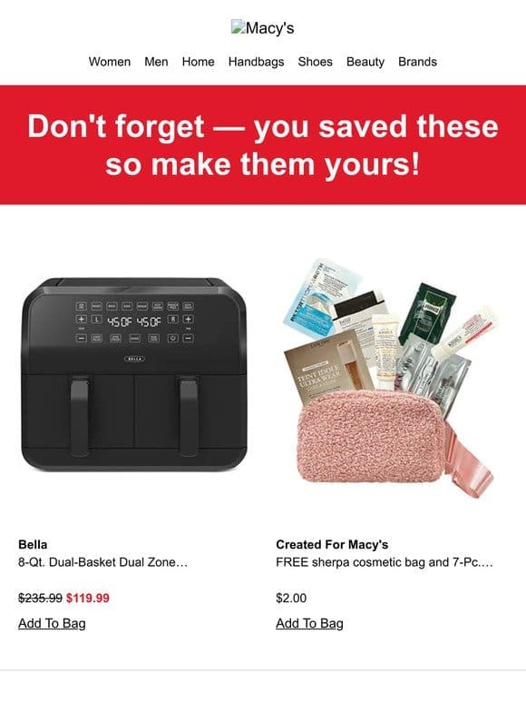 Your saved items are ready for you