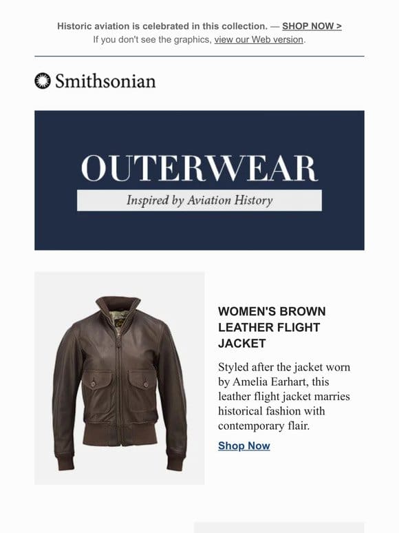 Zip up and take off with outerwear inspired by aviation history!
