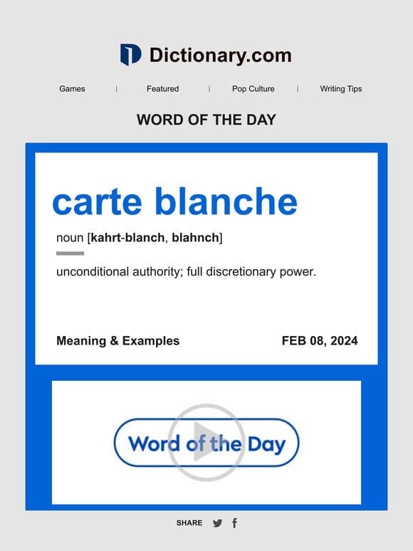 carte blanche | Word of the Day