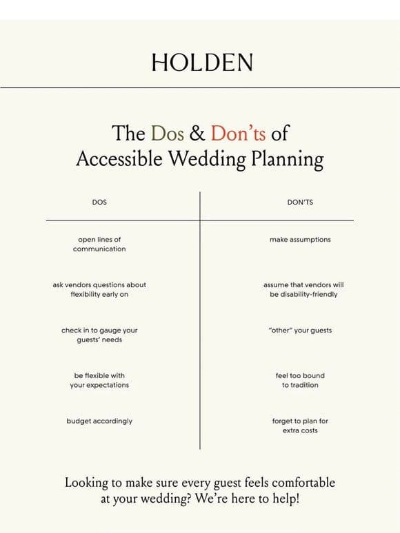how to host a disability-friendly wedding